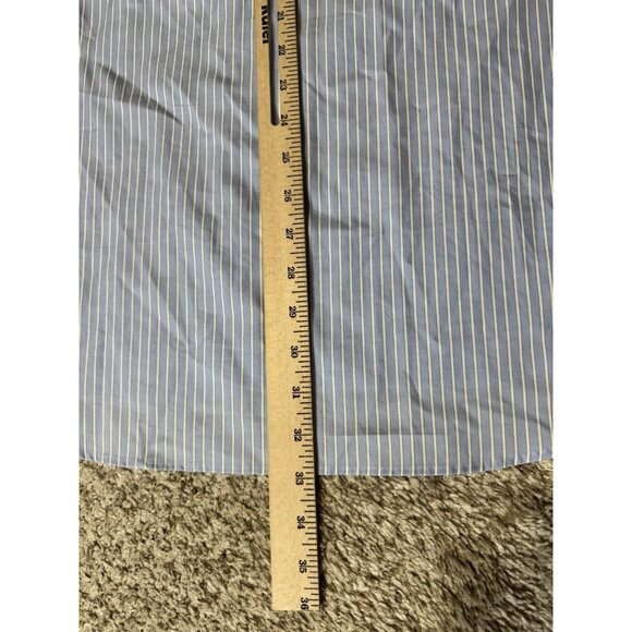 Peter Millar Dress Shirt Men’s 15.5L Blue White Stripe Long Sleeve Button Front - Picture 6 of 6